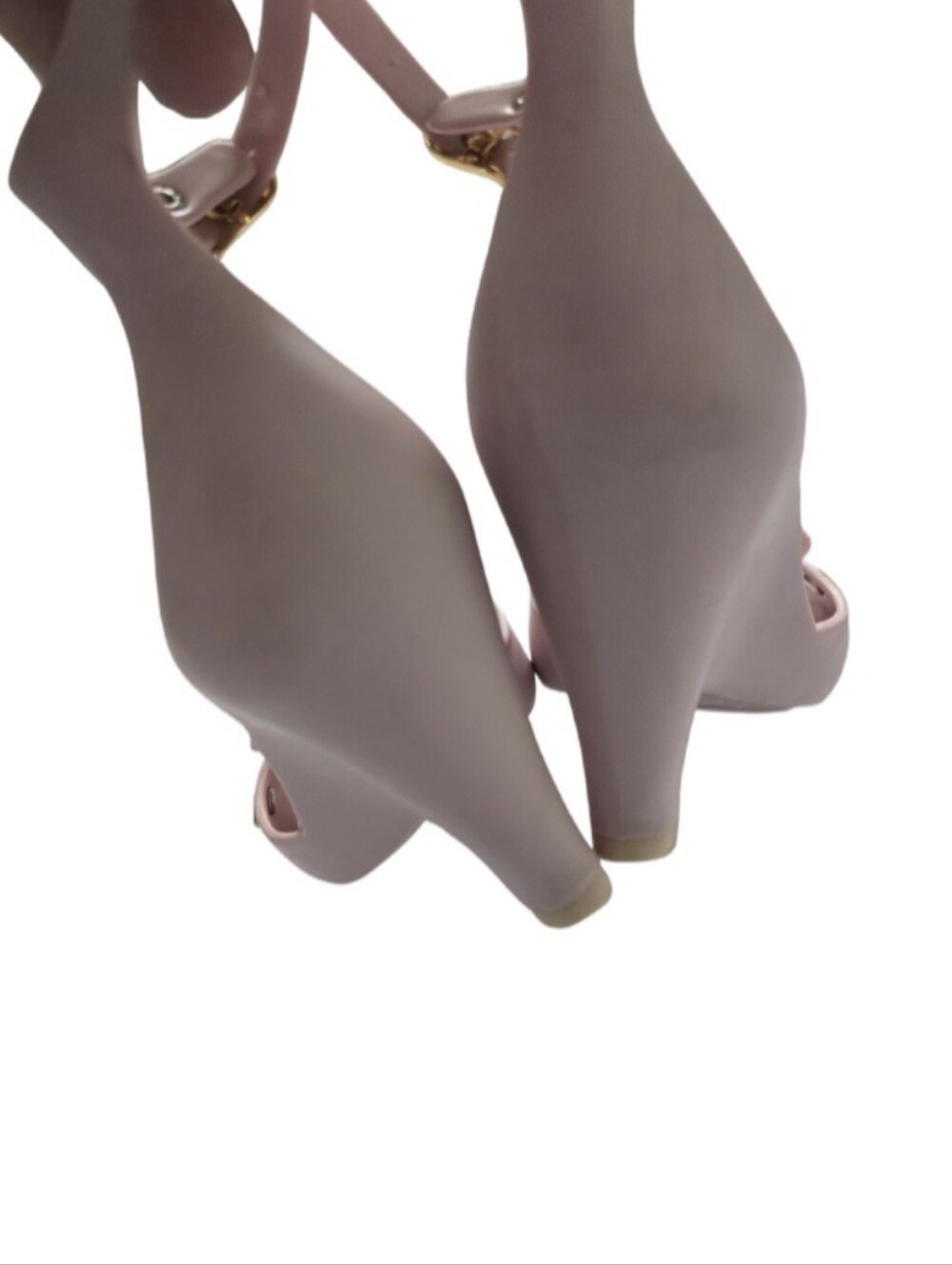 MELISSA Mermaid Pink Jelly Heels Women's Size 8 M Ankle Strap Peep Toe Shoes - Picture 12 of 12